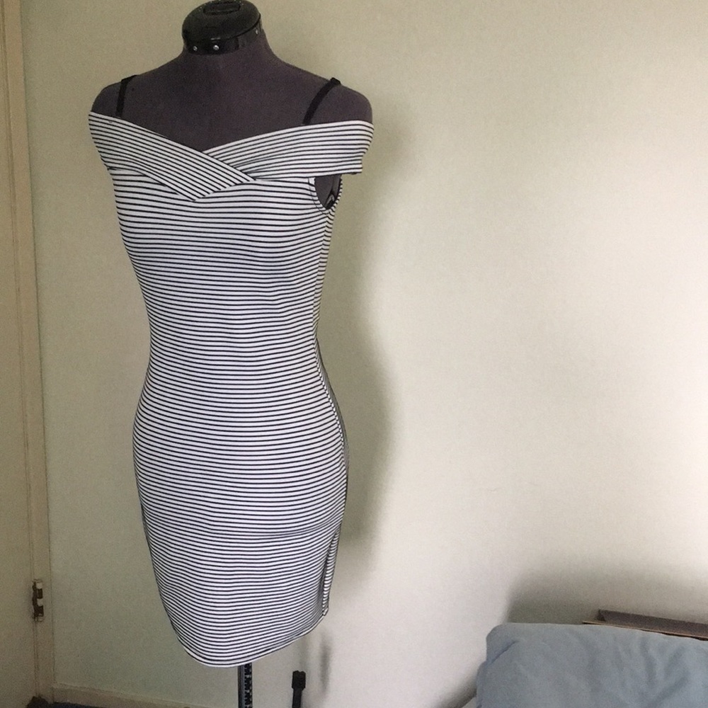 Black and white striped dress